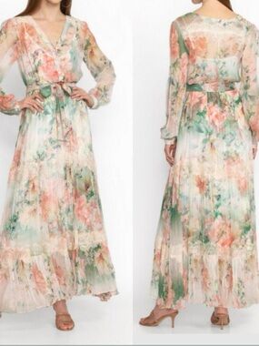JOHNNY WAS-Ruksana silk & lace Floral V-Neck Maxi Dress